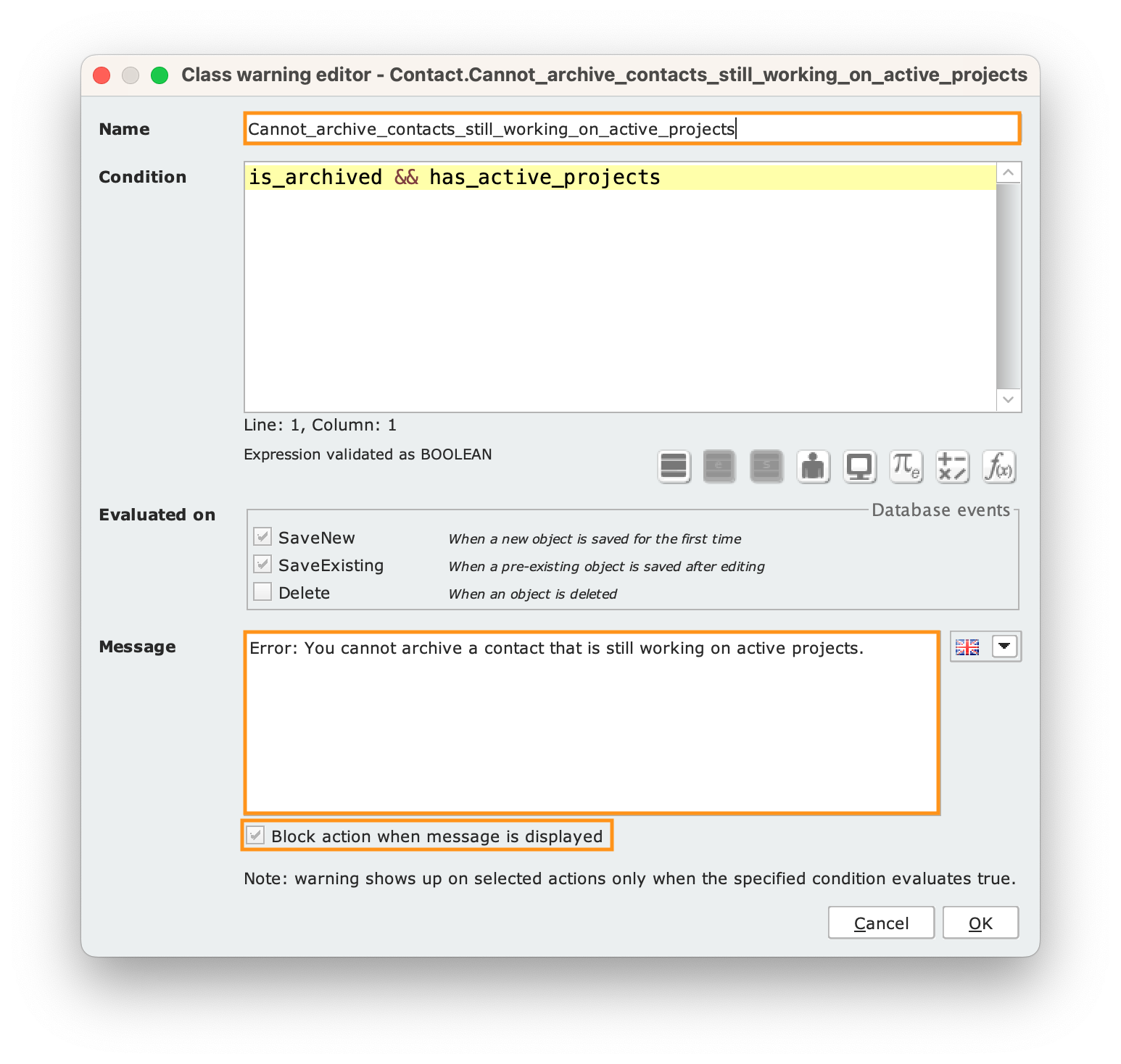 Set message error