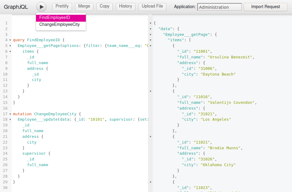 GraphiQL multiple operations