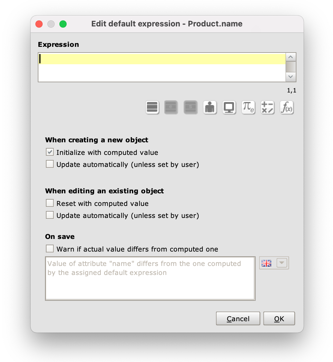 Using an expression to set a default value