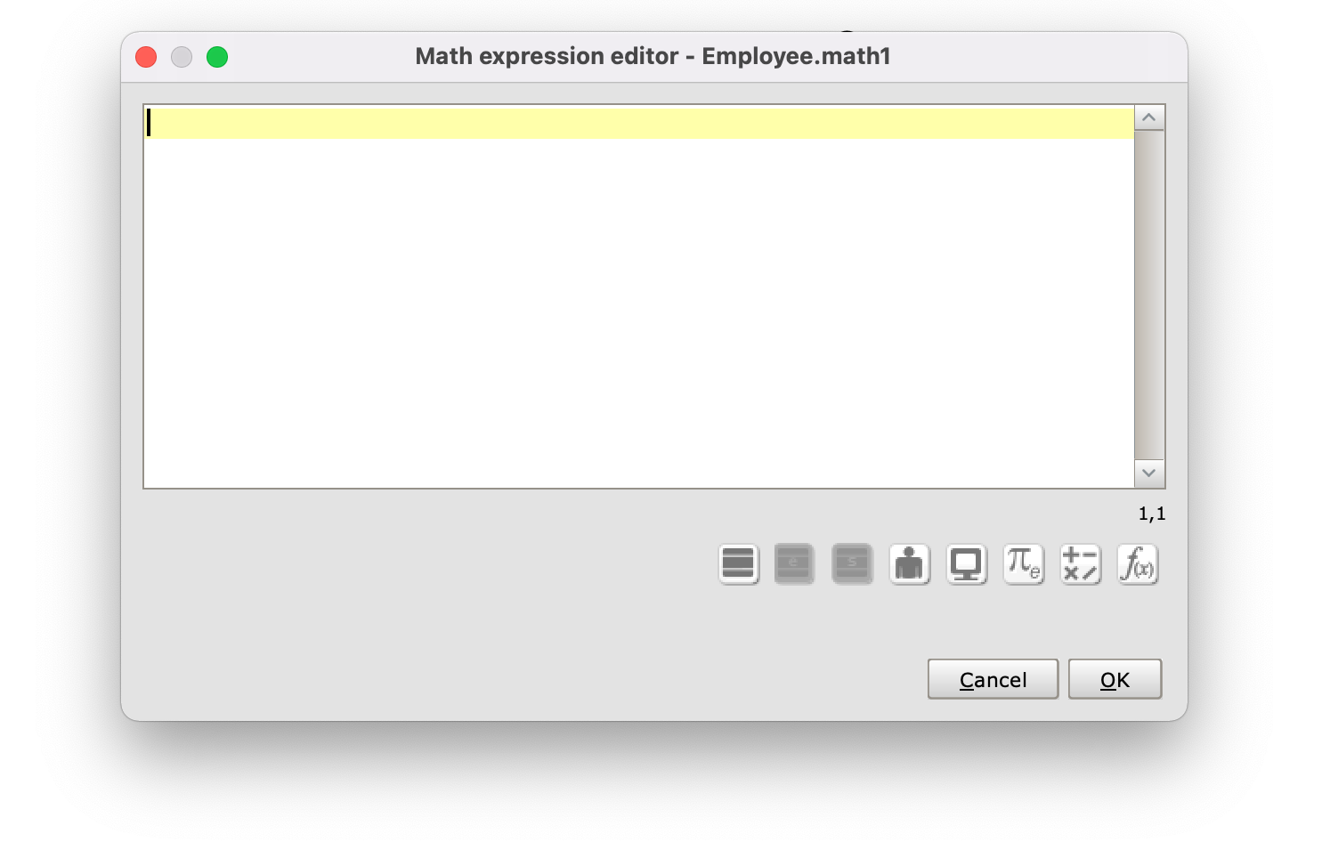 The Math expression editor