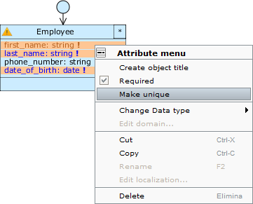 Designer employee context menu attribute make unique
