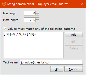 Designer employee email address string domain editor regexp