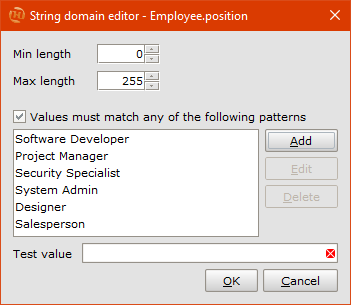 Designer employee position string domain editor constants